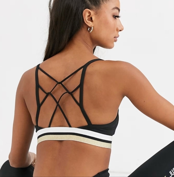 Nike Dri-Fit Training Indy Gold Trim Glitter Sports Bra - Picture 2 of 6